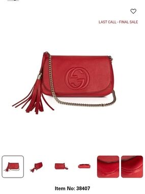 Gucci Red Leather Soho Tassel Chain Crossbody